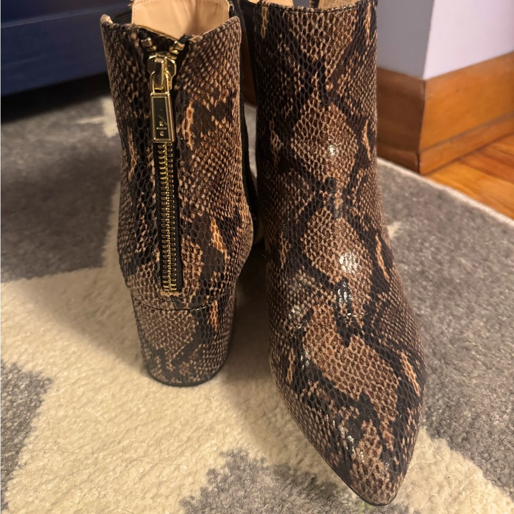Kenneth Cole Reaction Kick Block Snakeskin Booties - 7.5